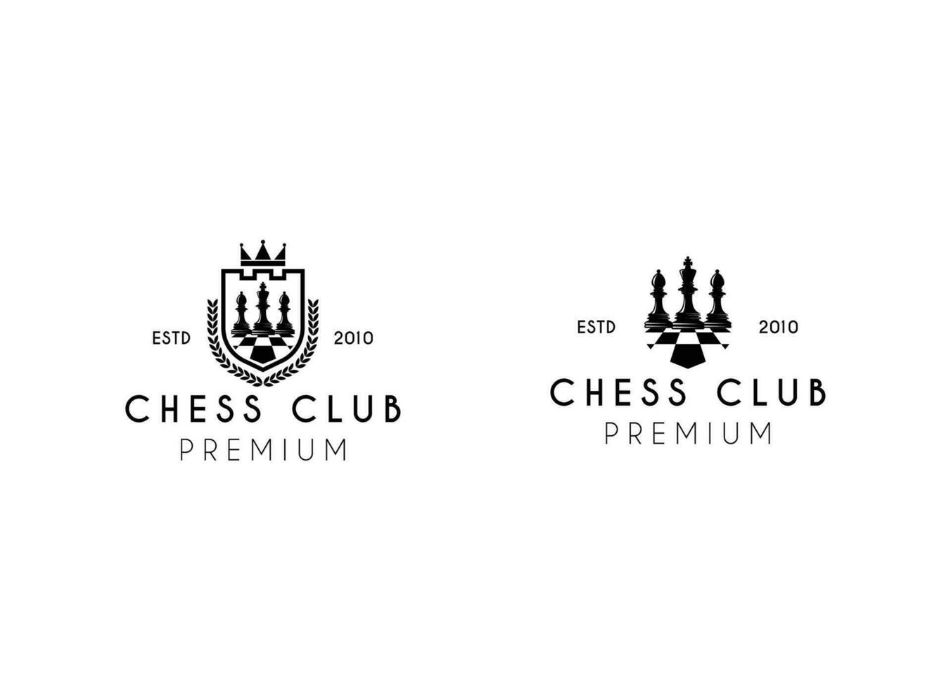 Clásico clásico Insignia emblema ajedrez club, ajedrez torneo logo vector icono en blanco antecedentes