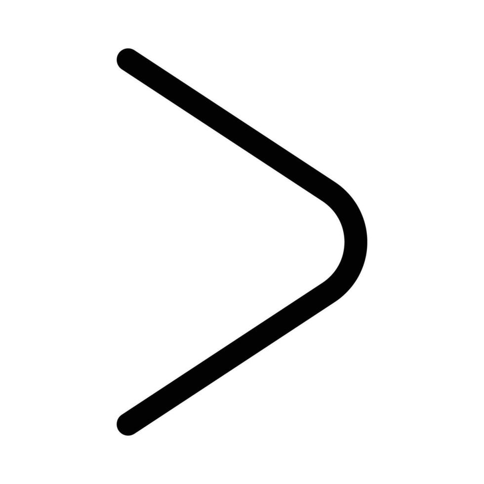 angle right vector icon on white background