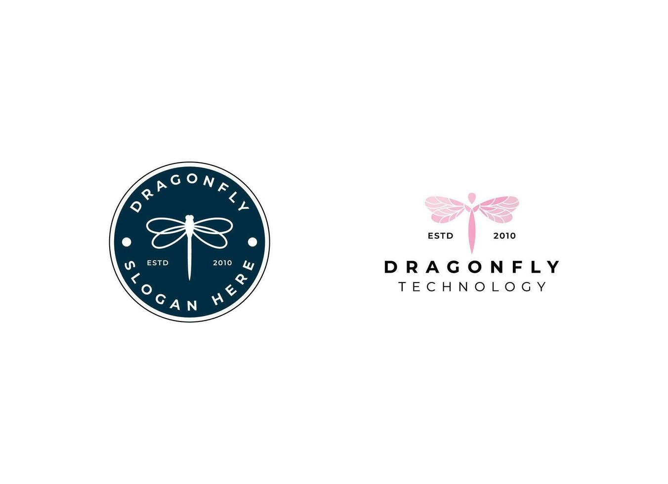 Simple and minimalist dragonfly logo design. Outline dragonfly logo vector