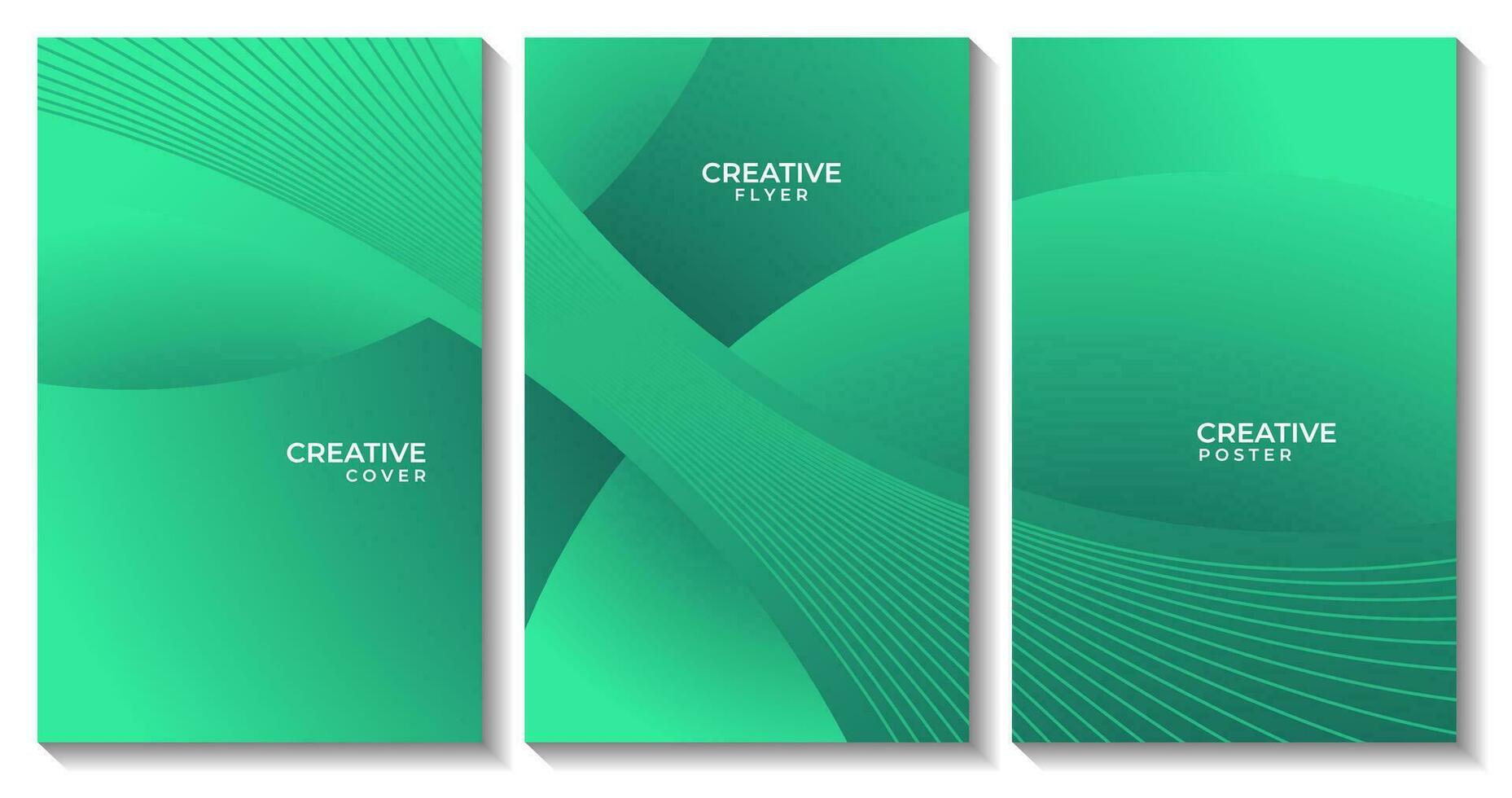 flyer set template with green modern elegant abstract background vector