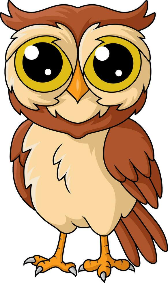 Cute little owl cartoon on white background vector