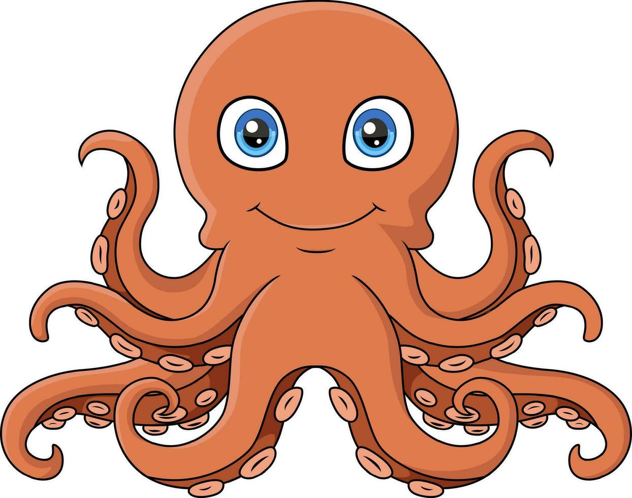 lindo, pulpo, caricatura, blanco, plano de fondo vector