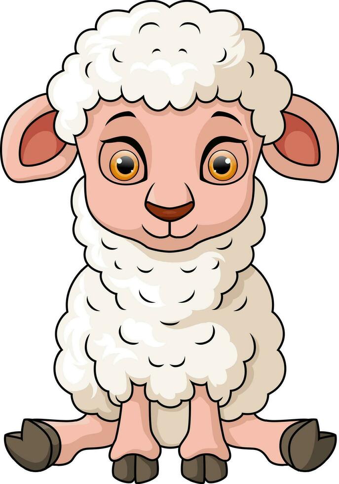 Cute baby sheep cartoon on white background vector