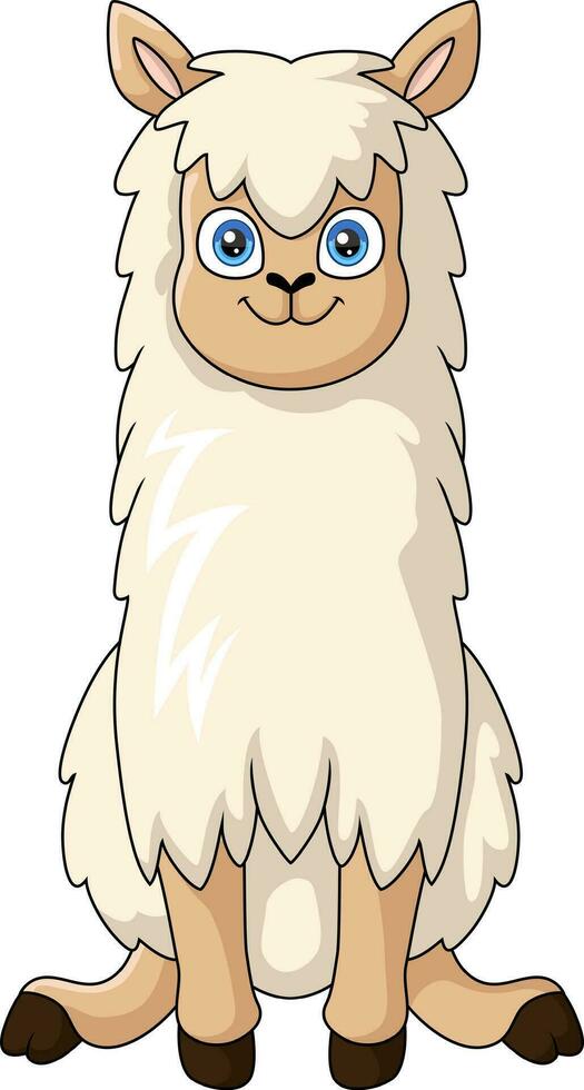 lindo, alpaca, caricatura, blanco, plano de fondo vector