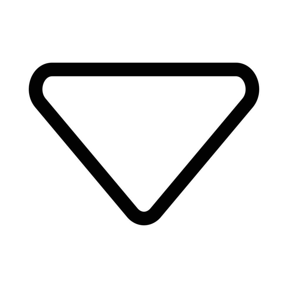 signo de intercalación abajo vector icono en blanco antecedentes