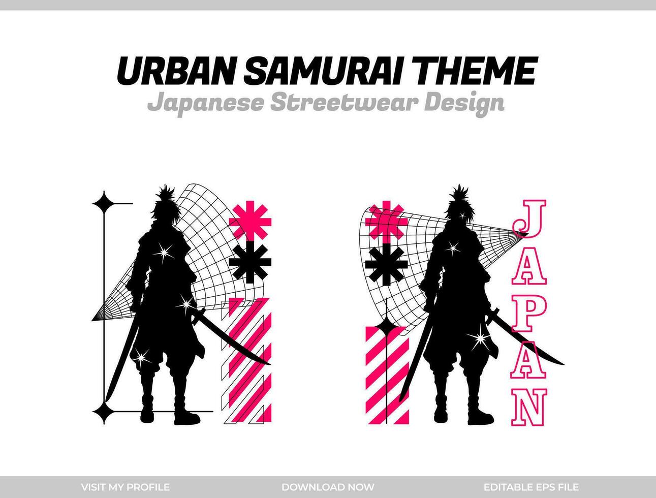 urbano samurai. samurai vector silueta para diseño camiseta concepto. japonés ropa de calle camiseta diseño. silueta para japonés tema. samurai ropa de calle camiseta. cyberpunk tema samurai.