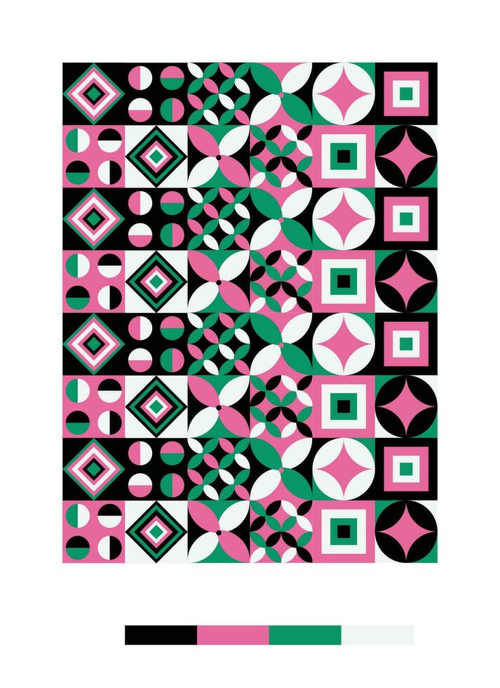 a colorful pattern with geometric shapes and colors vector