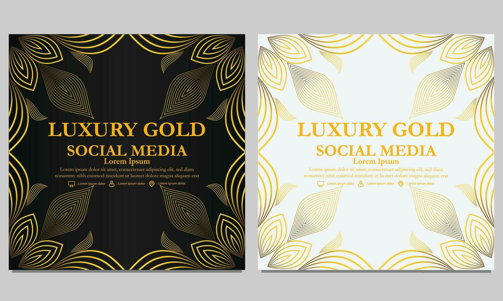 lujo elegante dorado floral social medios de comunicación modelo. vector