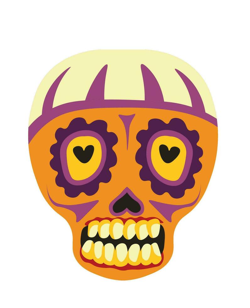 Dias de los muertos, colored skull with flora vector
