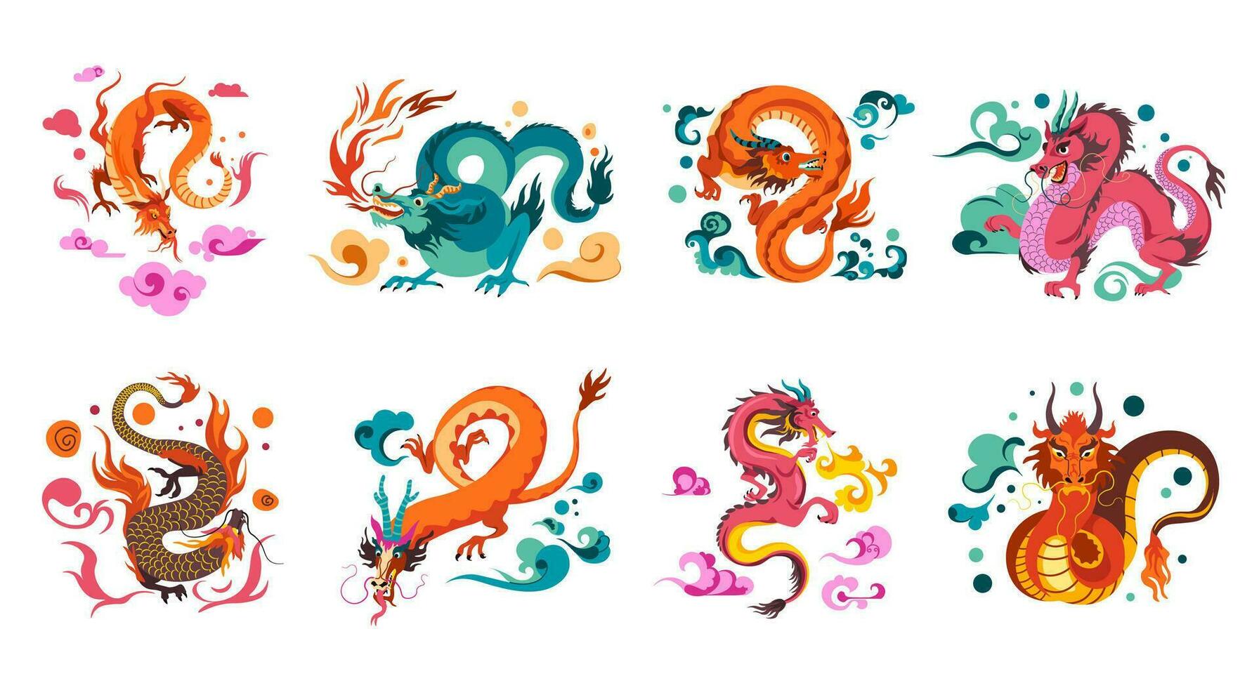 Chinese mythology and folklore, dragon personage vector