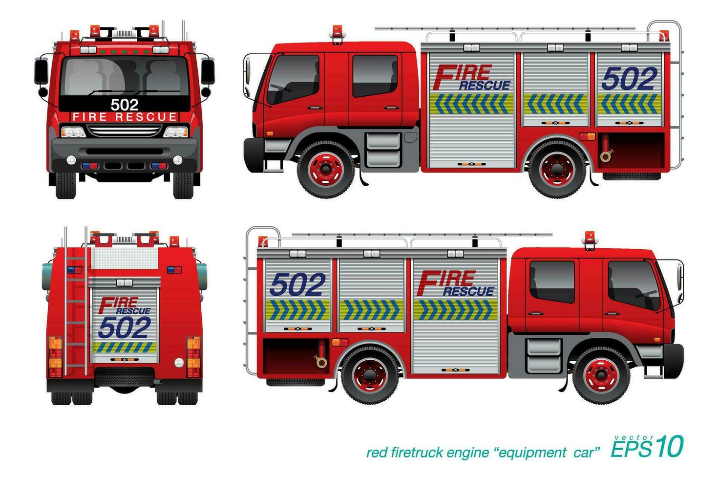 Red Firetruck Template, Fire Engine. vector