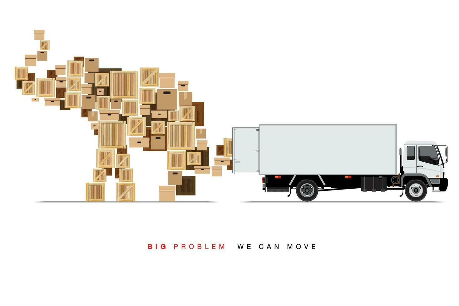 White Truck with Boxes in Elephant Shape, Logistic Concept. vector