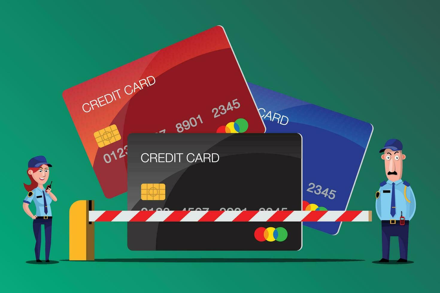 Security Guard Protect Cradit Card. vector