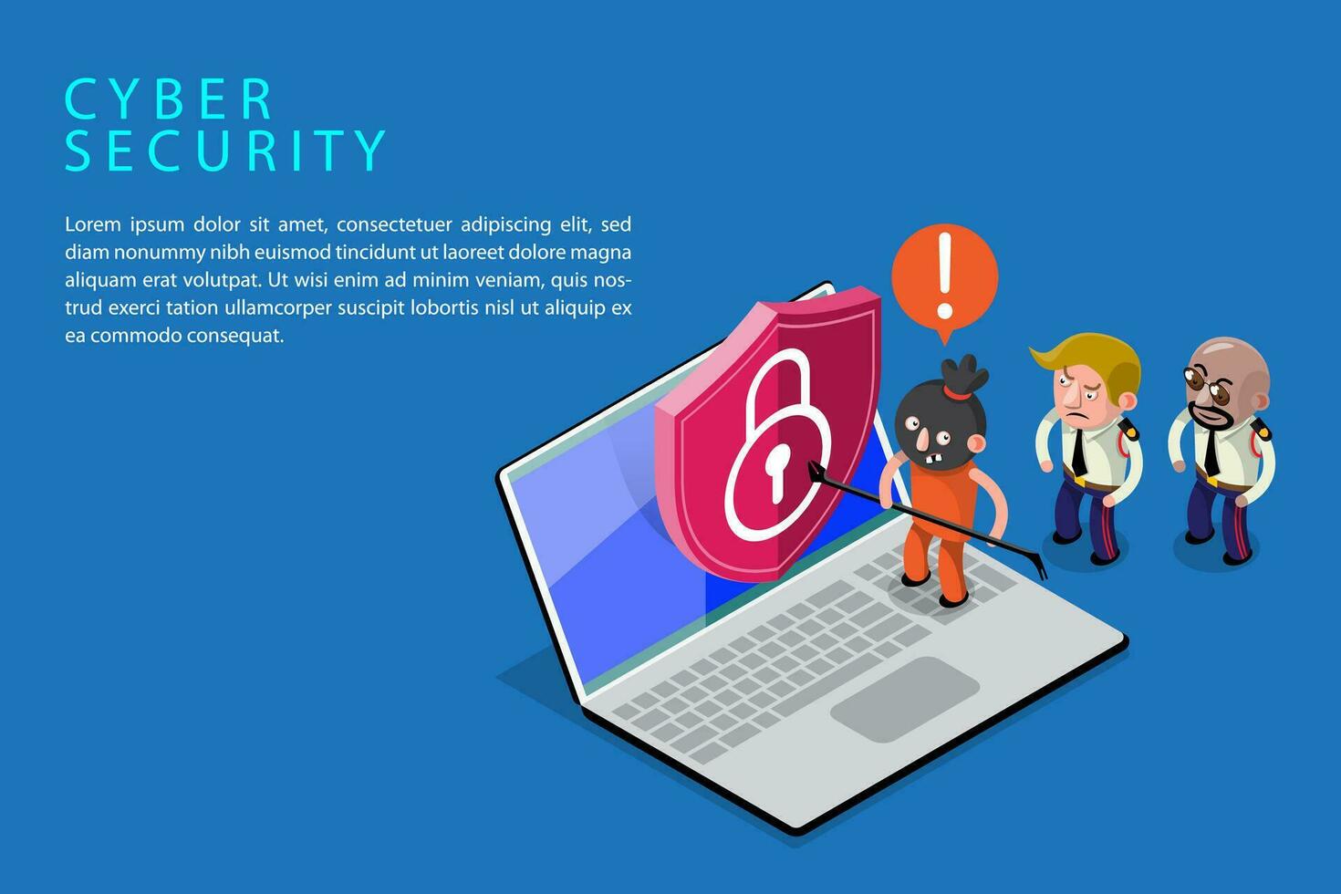 Security Guard Protect Laptop. vector