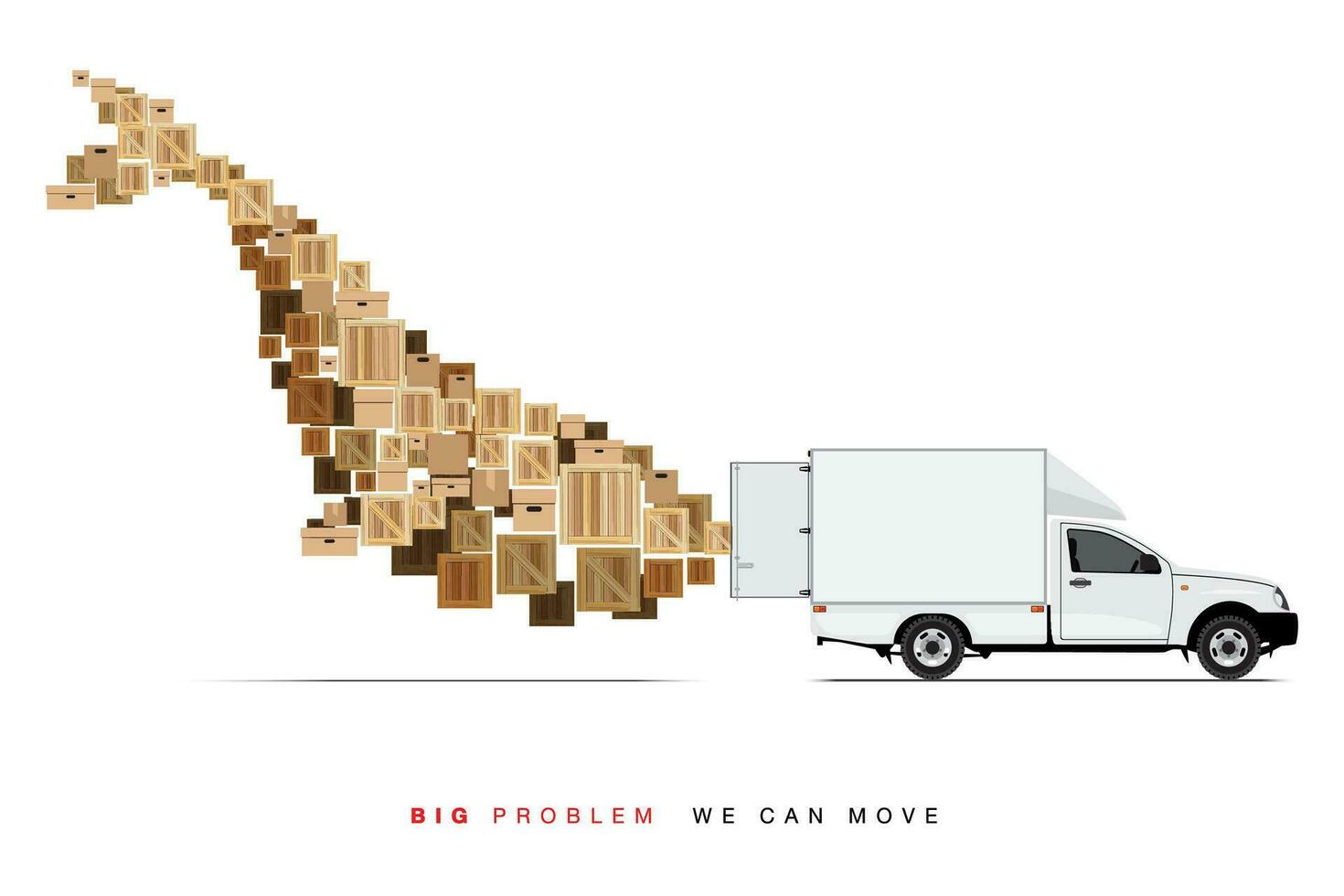 blanco recoger camión con cajas en ballena forma, logístico concepto. vector