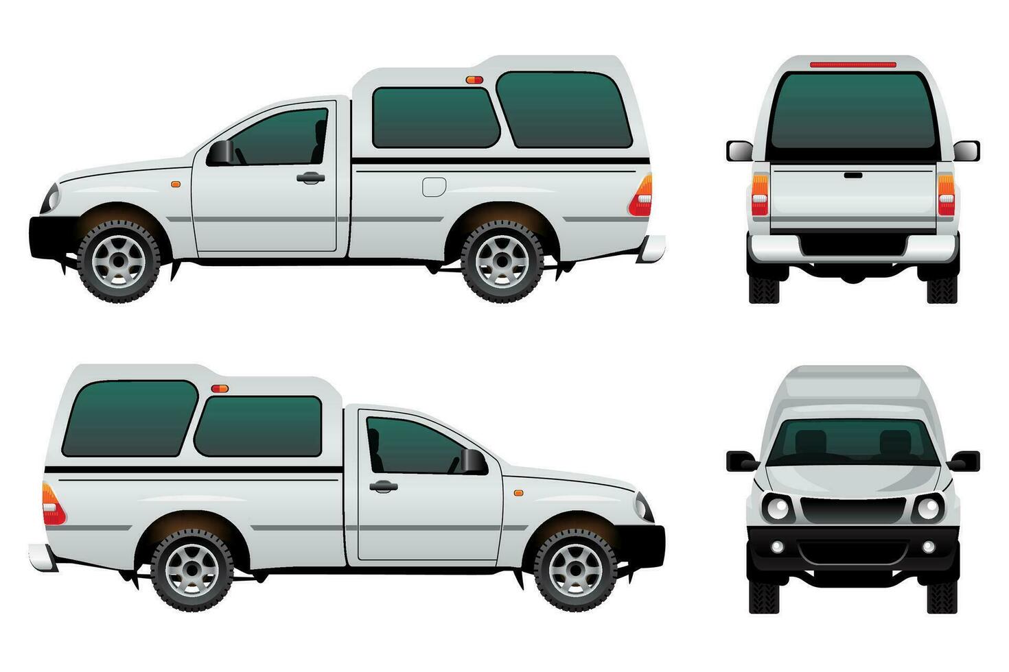 White Pick-up Truck Template vector