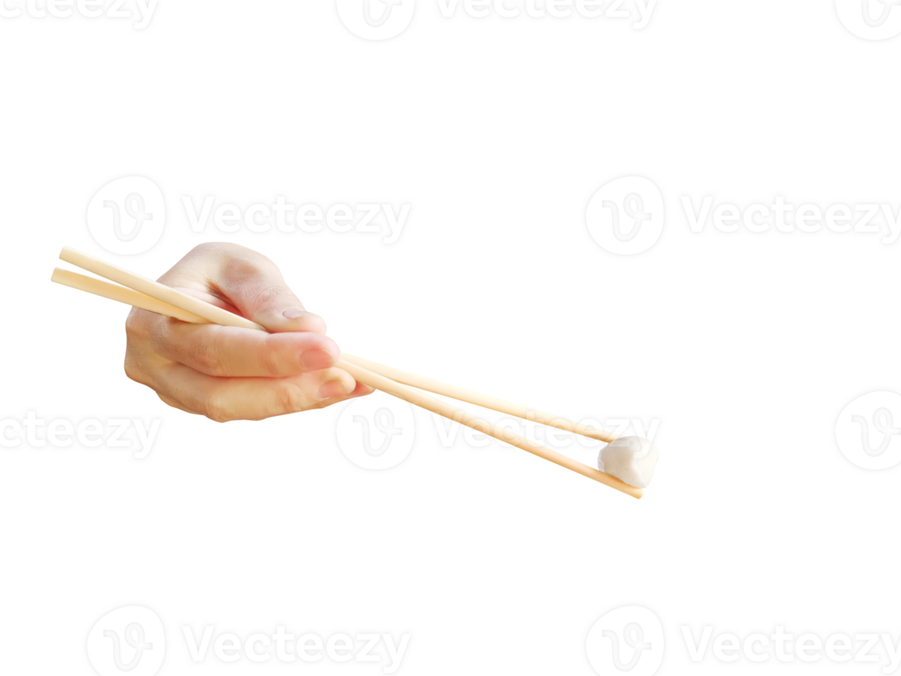 hand hold chopsticks with pork ball PNG transparent