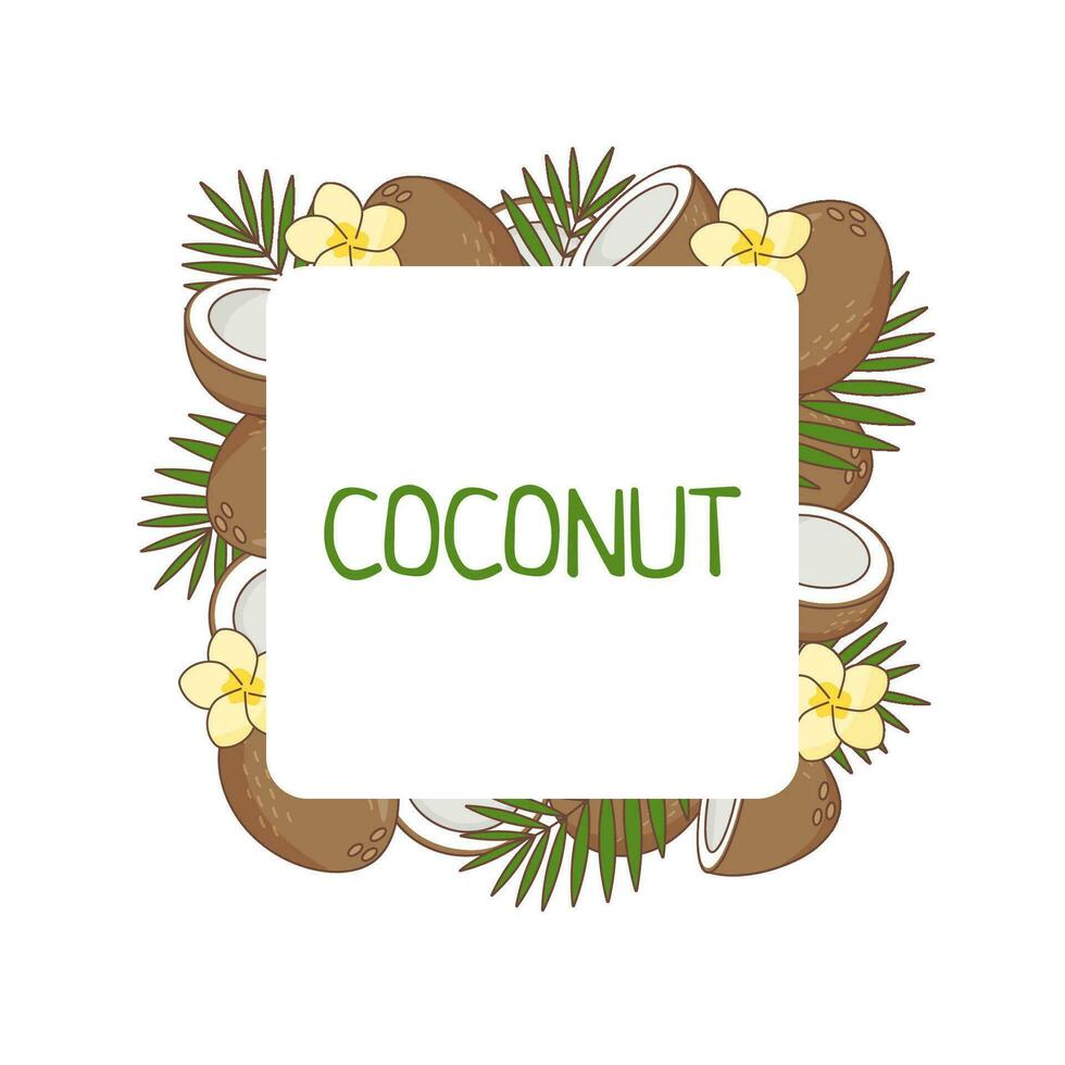 Coconut background sticker vector