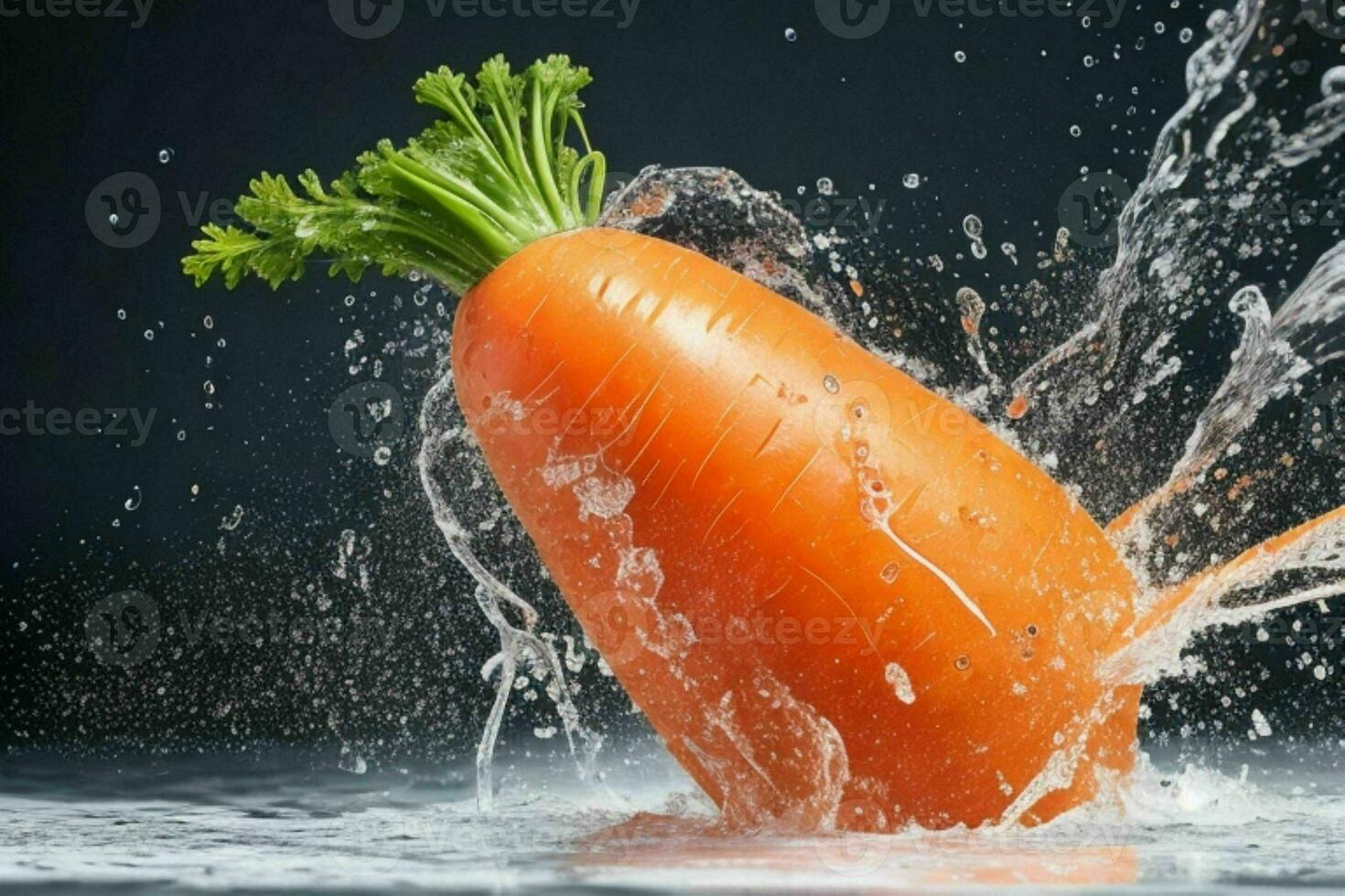 agua chapoteo en zanahoria. ai generativo Pro foto