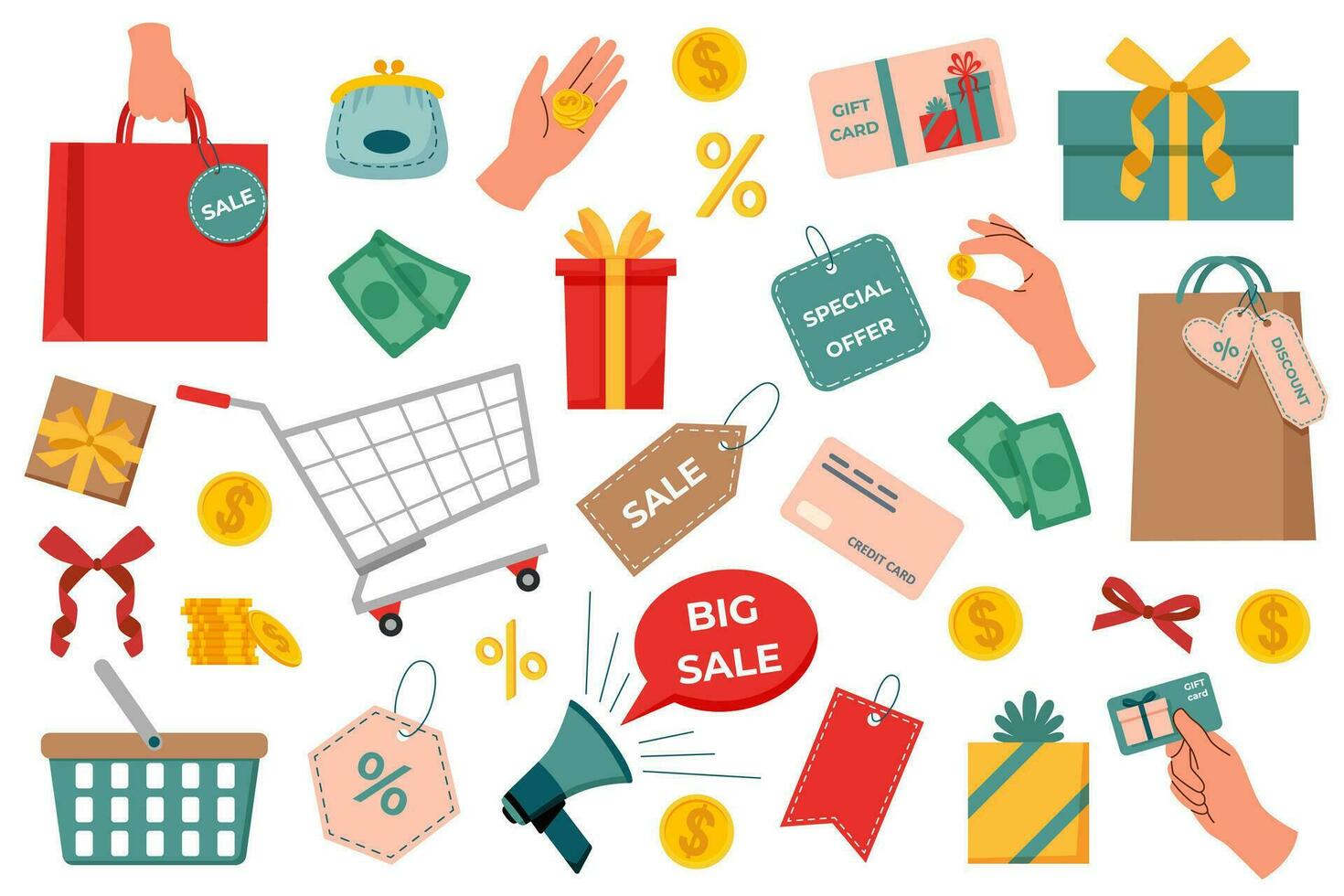 Sale objects set vector