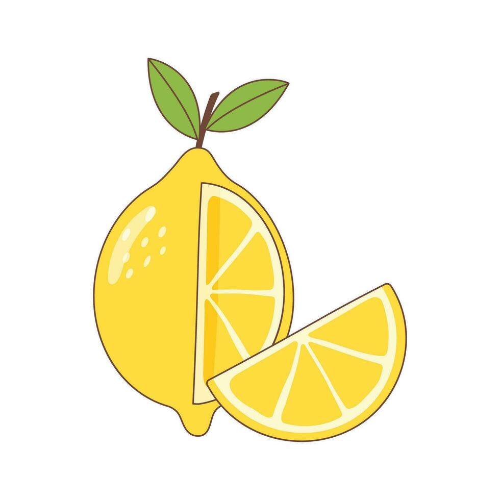 Lemon whole and a slice vector