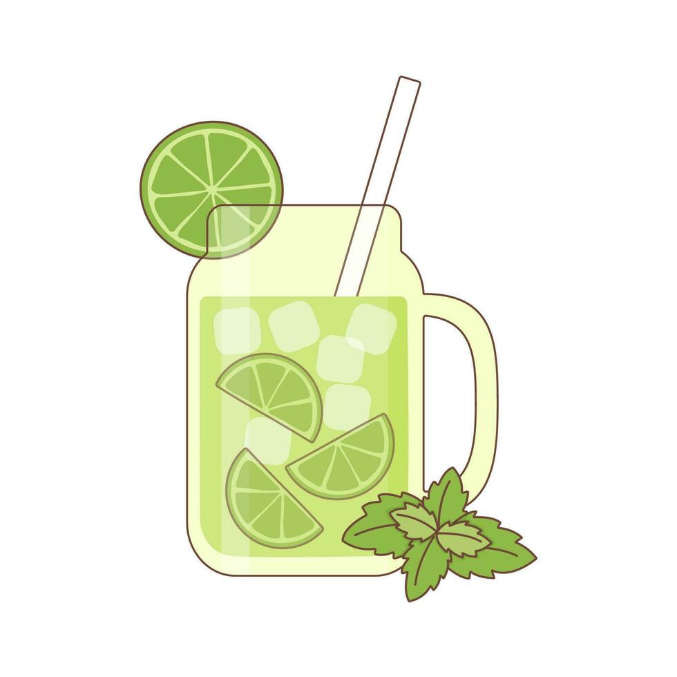 mojito lata con Lima rebanada y menta vector