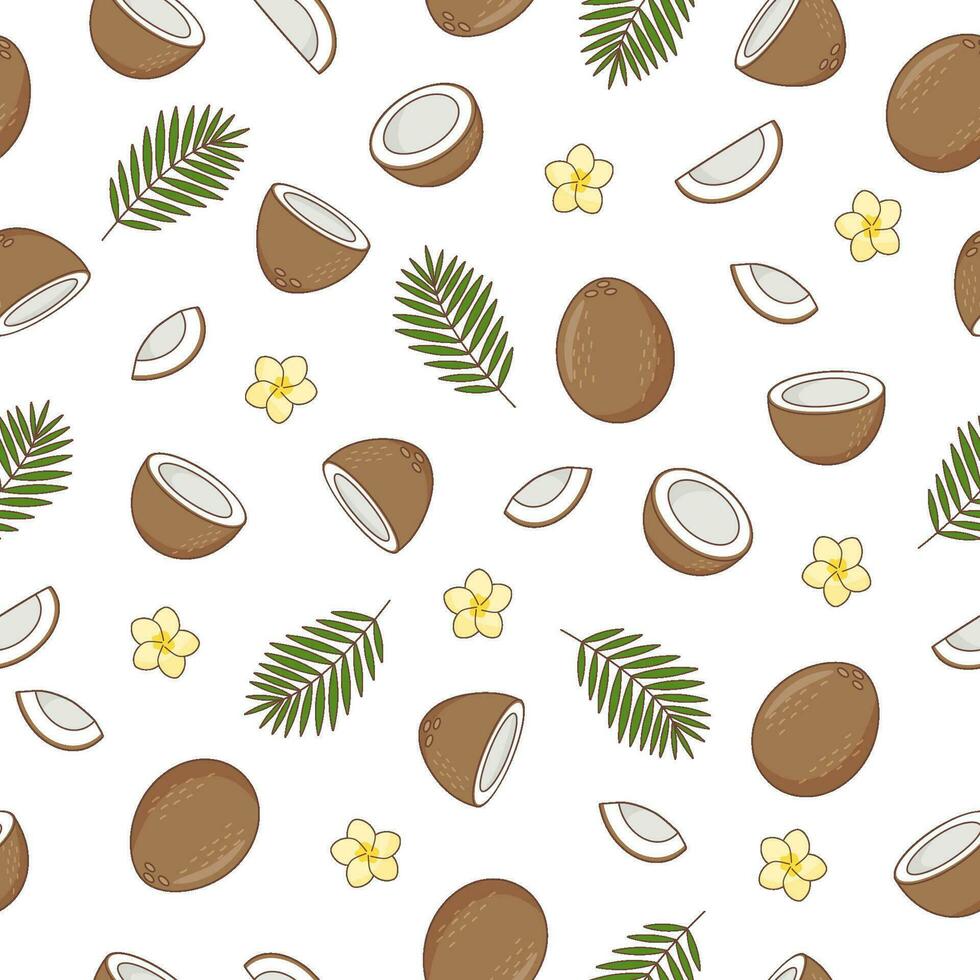 Coconut seamless pattern vector