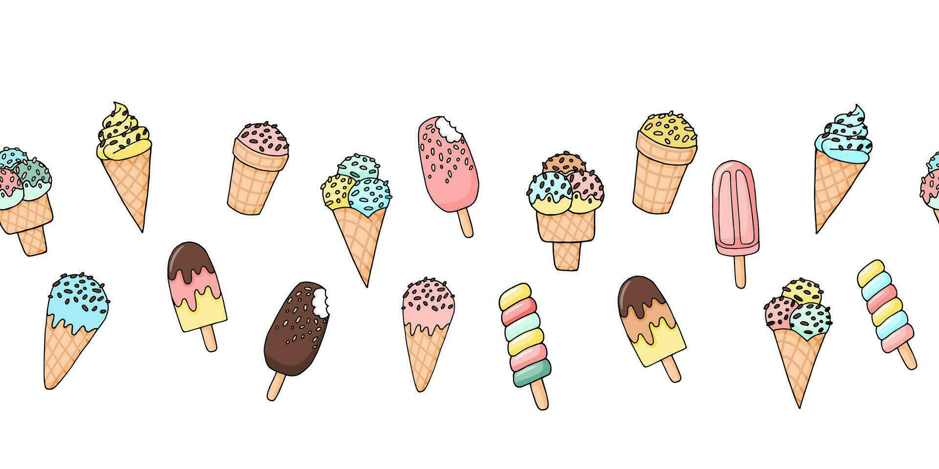 Ice cream seamless pattern vector