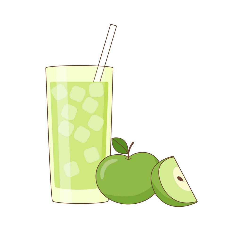 manzana jugo vaso y manzanas vector