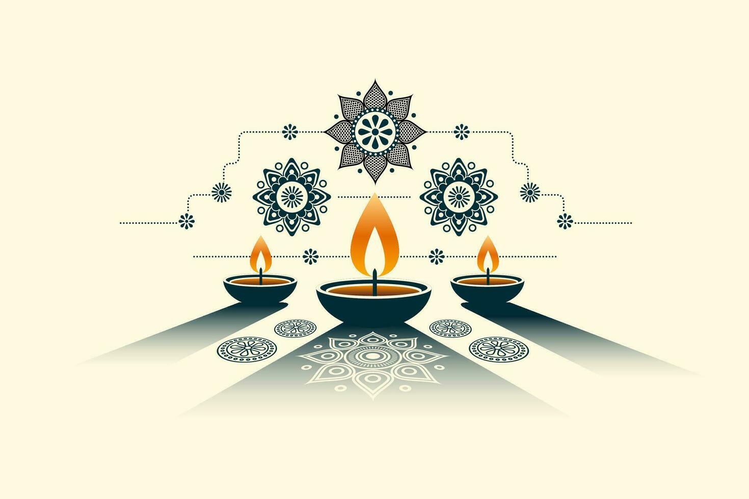 Indian festival Diwali background with diya and minimalistic geometric elements. vector