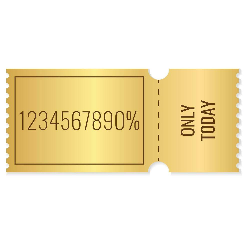 blank golden coupon or ticket. Golden sticker discount. Vector illustration