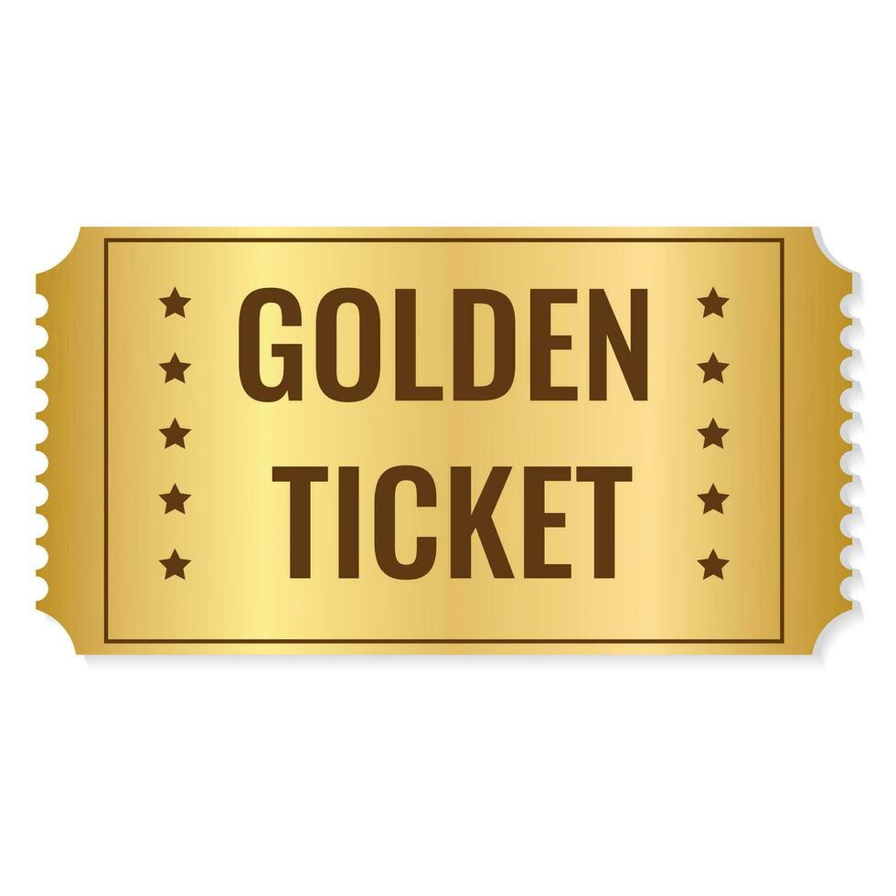 blank golden coupon or ticket. Golden sticker discount. Vector illustration
