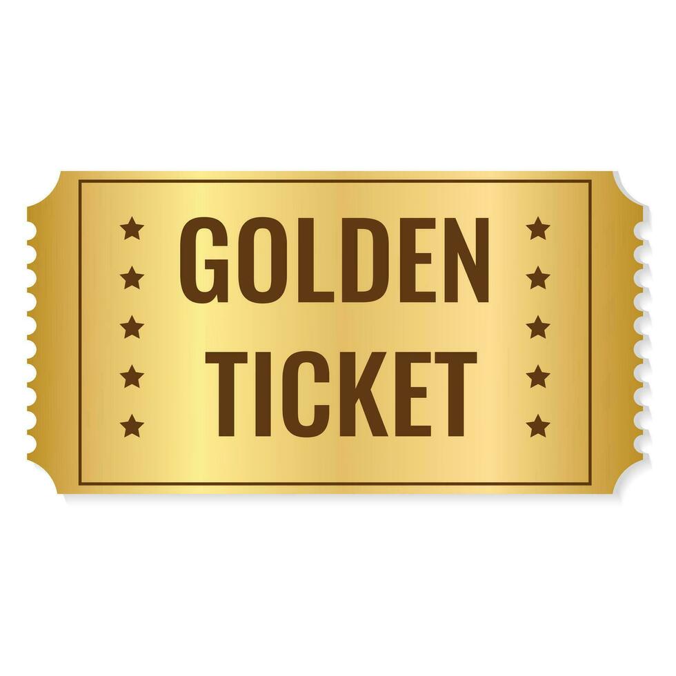 blank golden coupon or ticket. Golden sticker discount. Vector