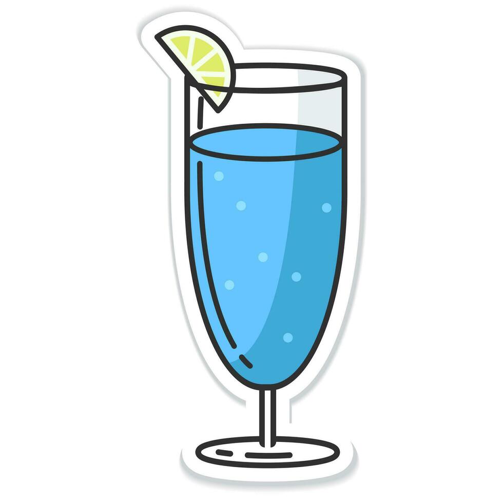 Sticker glass of blue lagoon isolated vector