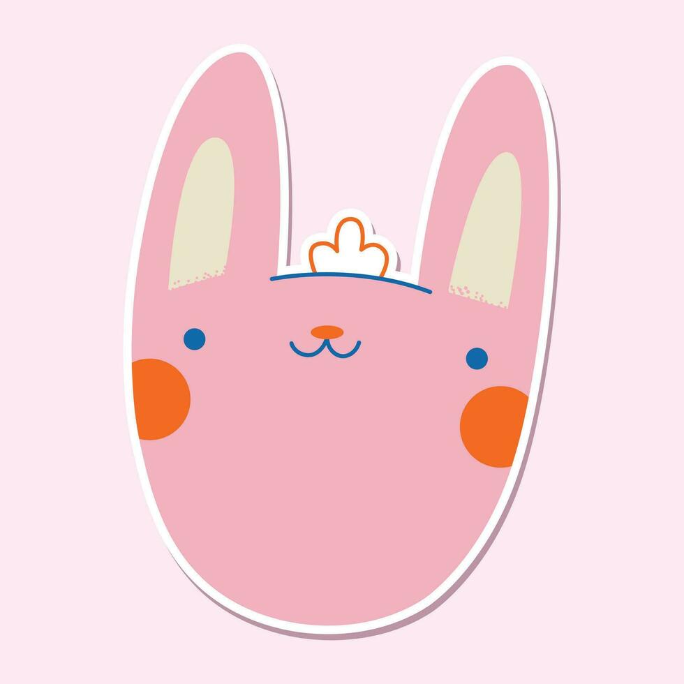 linda kawaii rosado Conejo mascota pegatina.niño gráfico.vector ilustración. vector