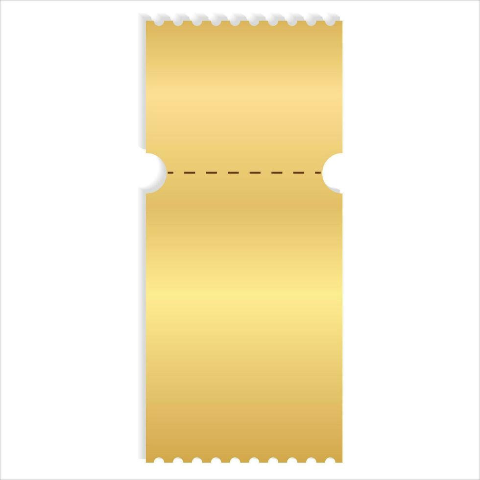 blank golden coupon or ticket. Golden sticker discount. Vector illustration