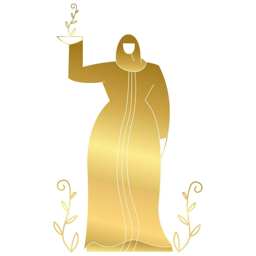 Beautiful Muslim woman in hijab holding a flower.International womens day clip art. Flat style.Vector vector