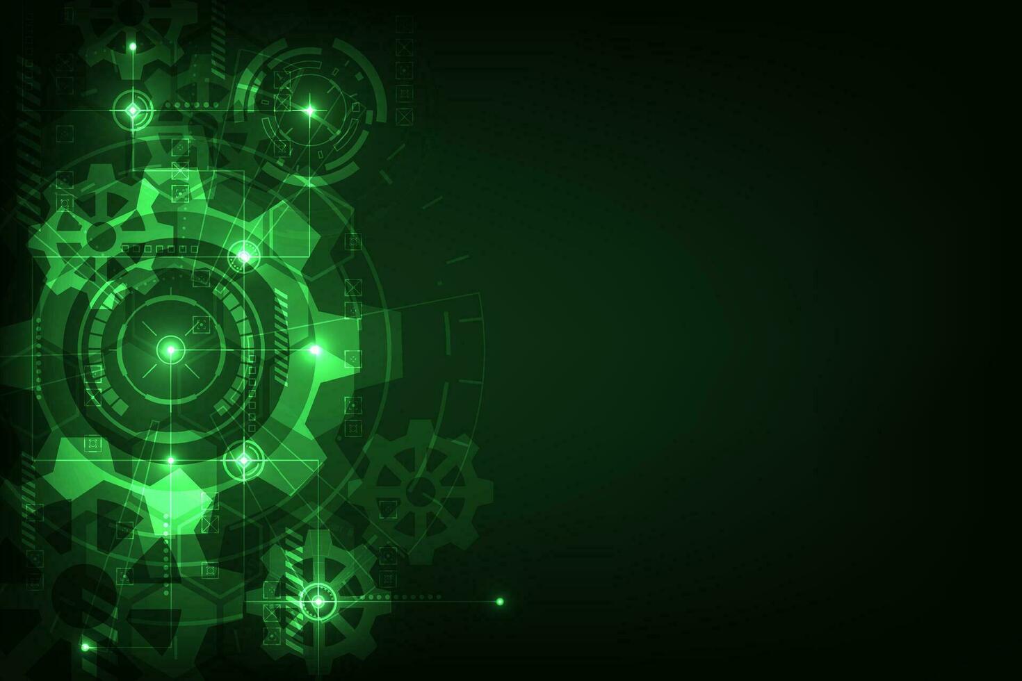 Vector engineering abstract technology futuristic green light background.