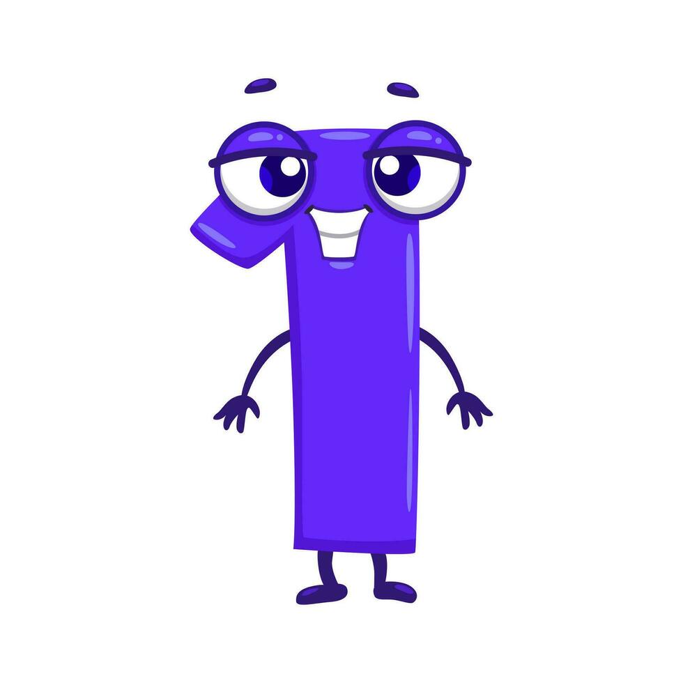 Cartoon funny math number one character vector