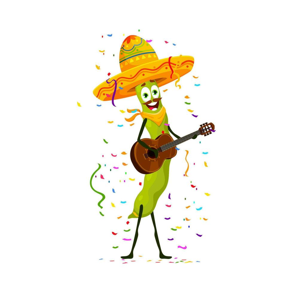 Cartoon soy legume bean character on latin holiday vector