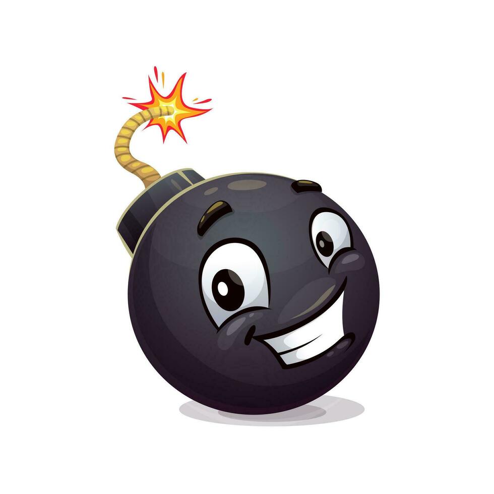 Cartoon bomb character with infectious wide smile vector