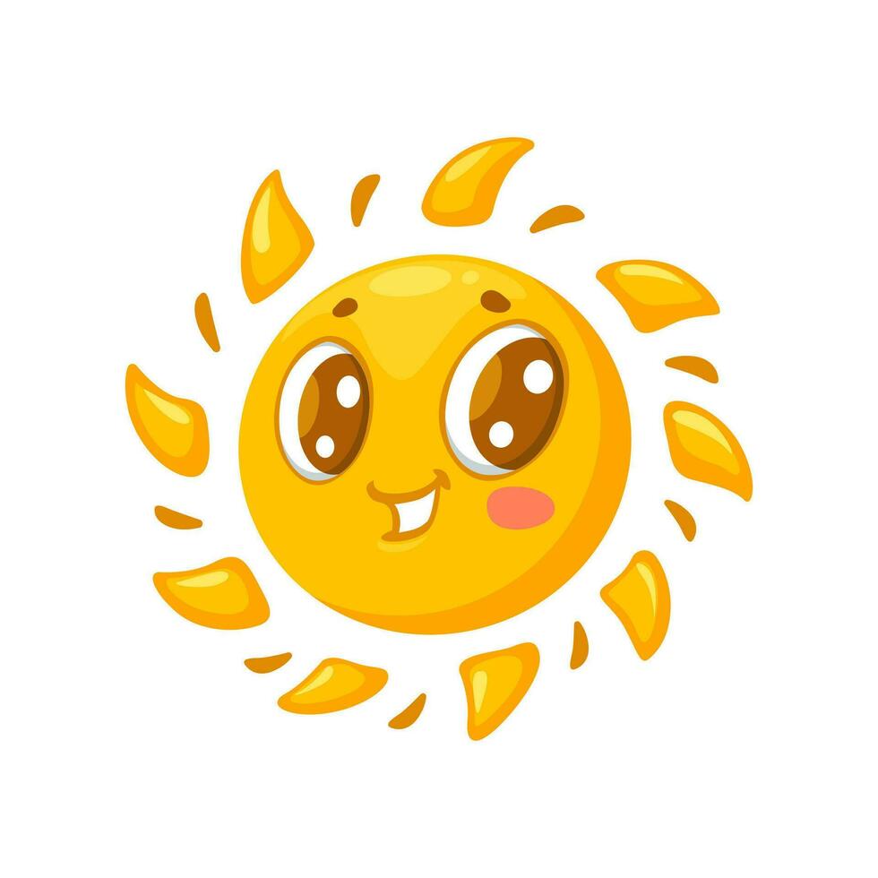 Cartoon kawaii sun character smile and funny face vector