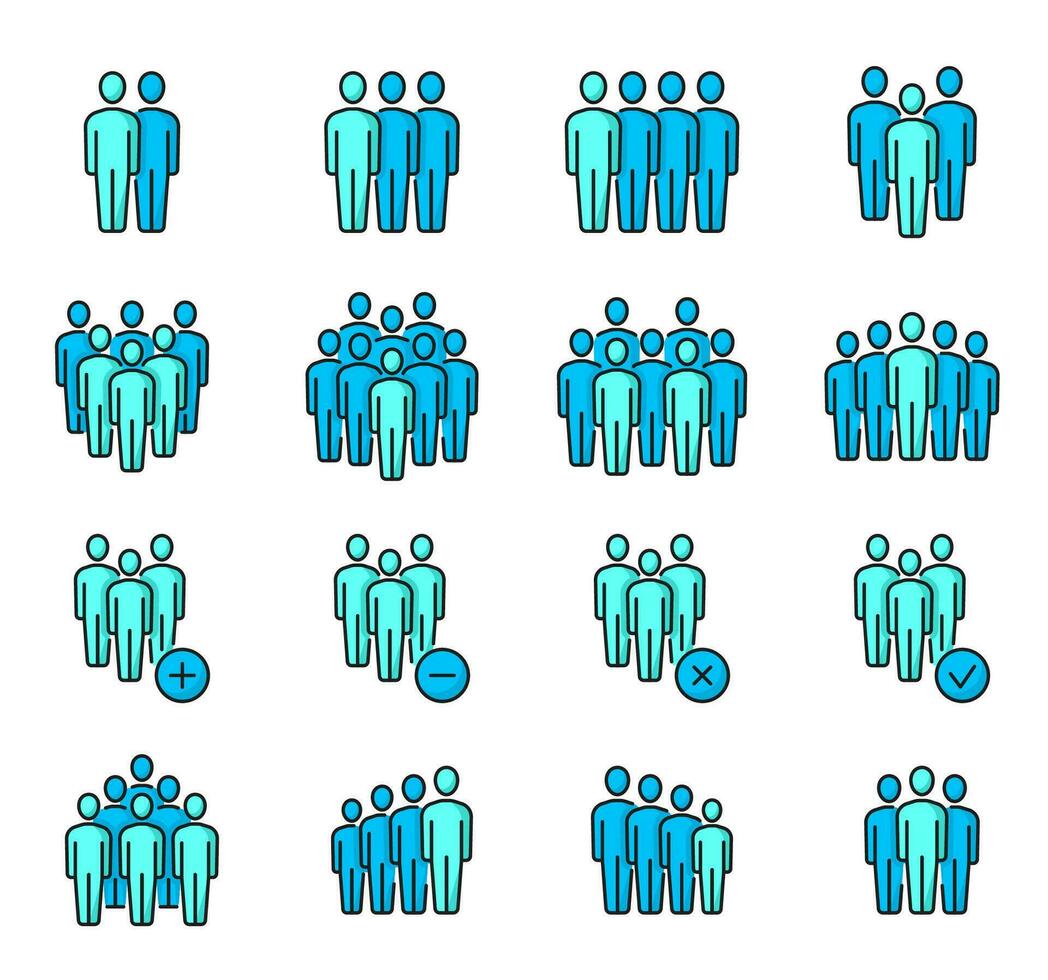 Business team, community, people group line icons vector