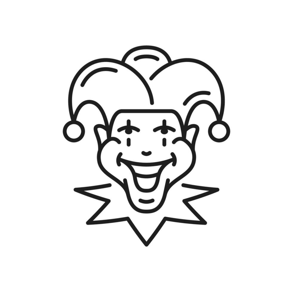 Joker face casino line icon medieval jester in hat vector