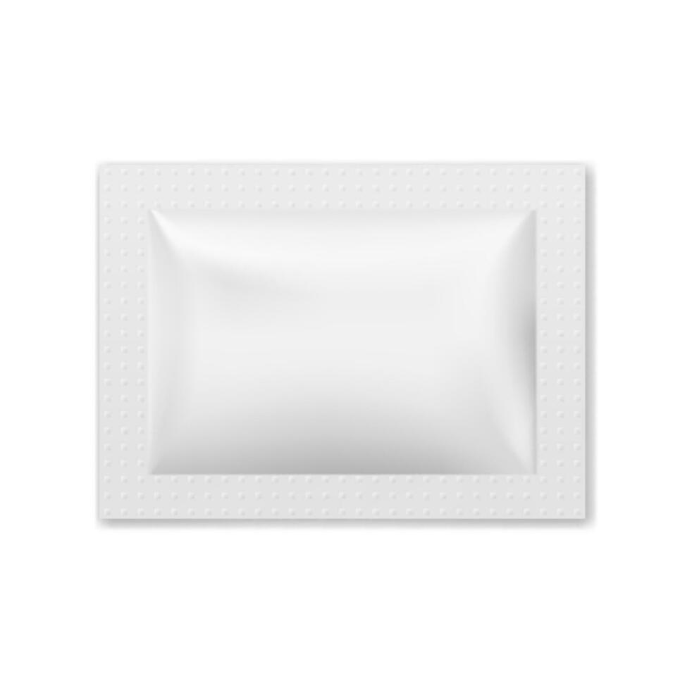 Realistic white sachet bag for food or spices vector