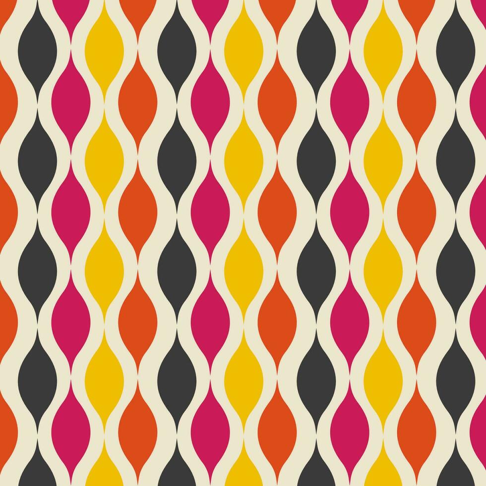 Seamless pattern in retro style. Abstract texture decorative 50's, 60's, 70's style. Can be used for fabric, wallpaper, textile, wall decoration. Vector illustration