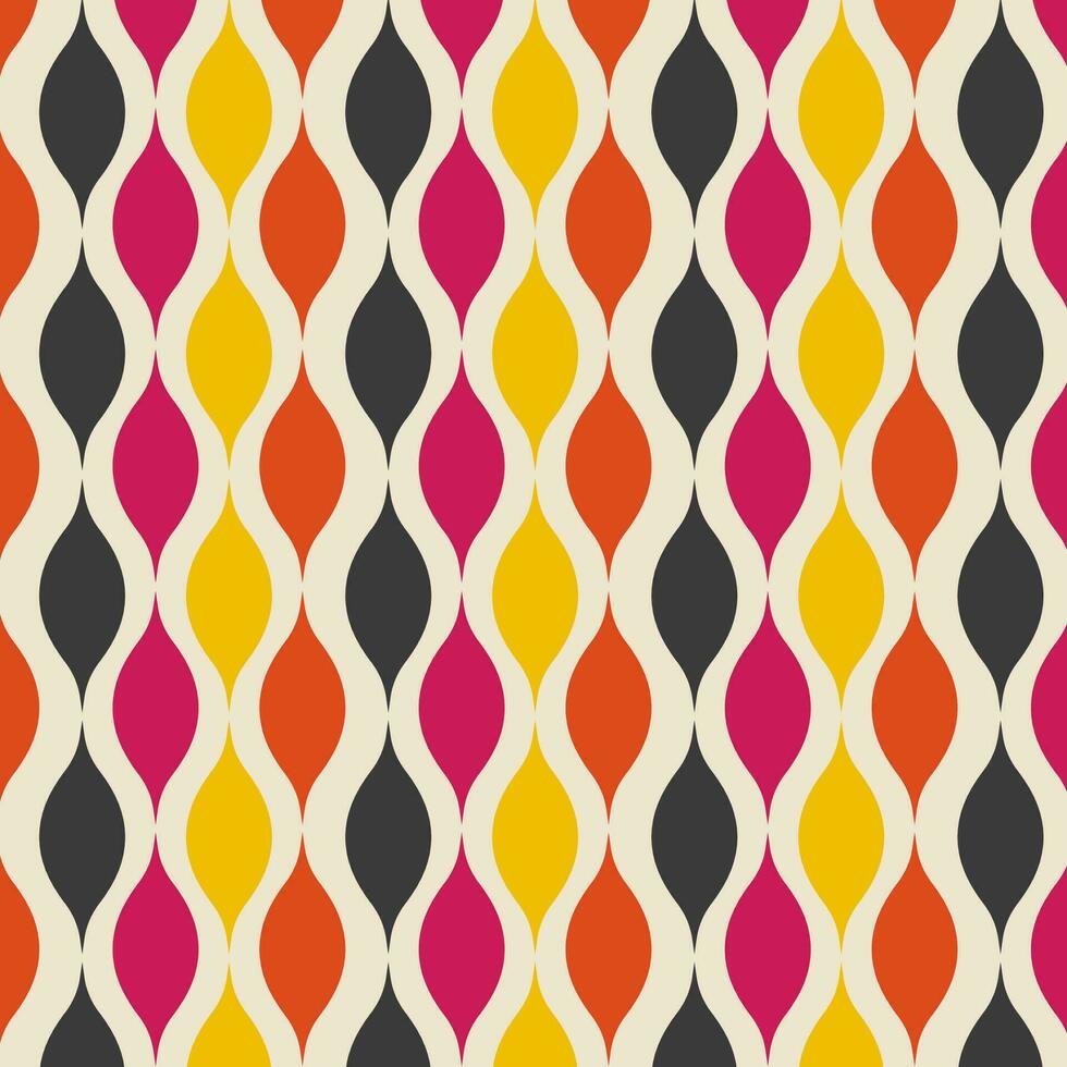 Seamless pattern in retro style. Abstract texture decorative 50's, 60's, 70's style. Can be used for fabric, wallpaper, textile, wall decoration. Vector illustration