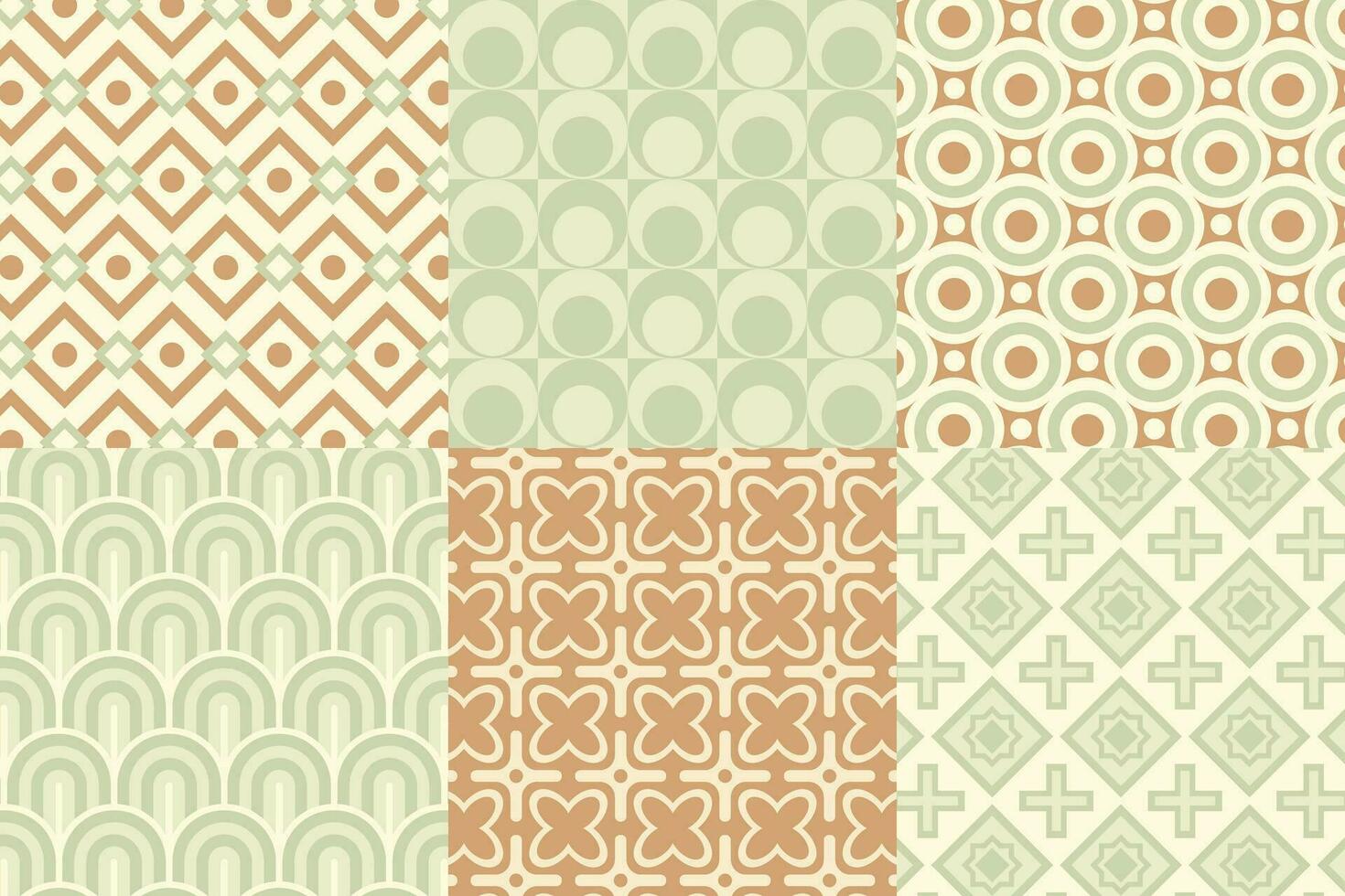 Set of pattern in retro style. Abstract texture decorative 50's, 60's, 70's style. Can be used for fabric, wallpaper, textile, wall decoration. Vector illustration