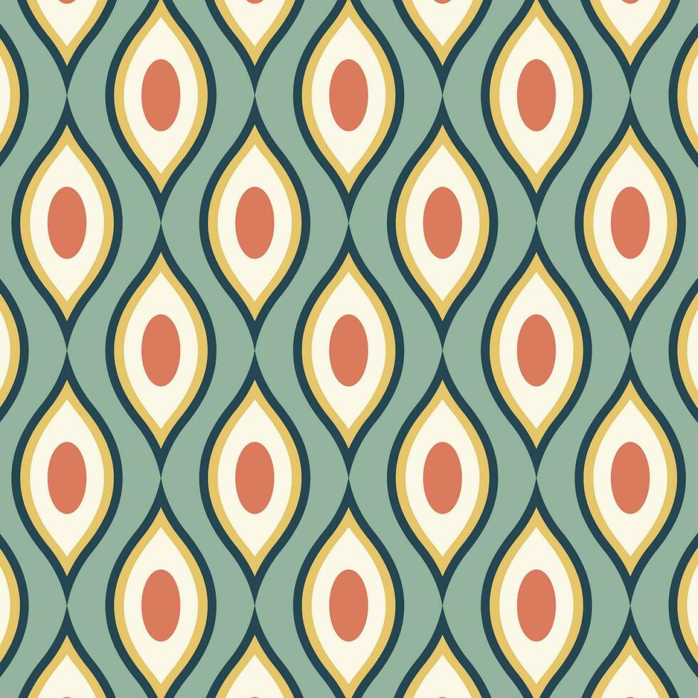 Seamless pattern in retro style. Abstract texture decorative 50's, 60's, 70's style. Can be used for fabric, wallpaper, textile, wall decoration. Vector illustration