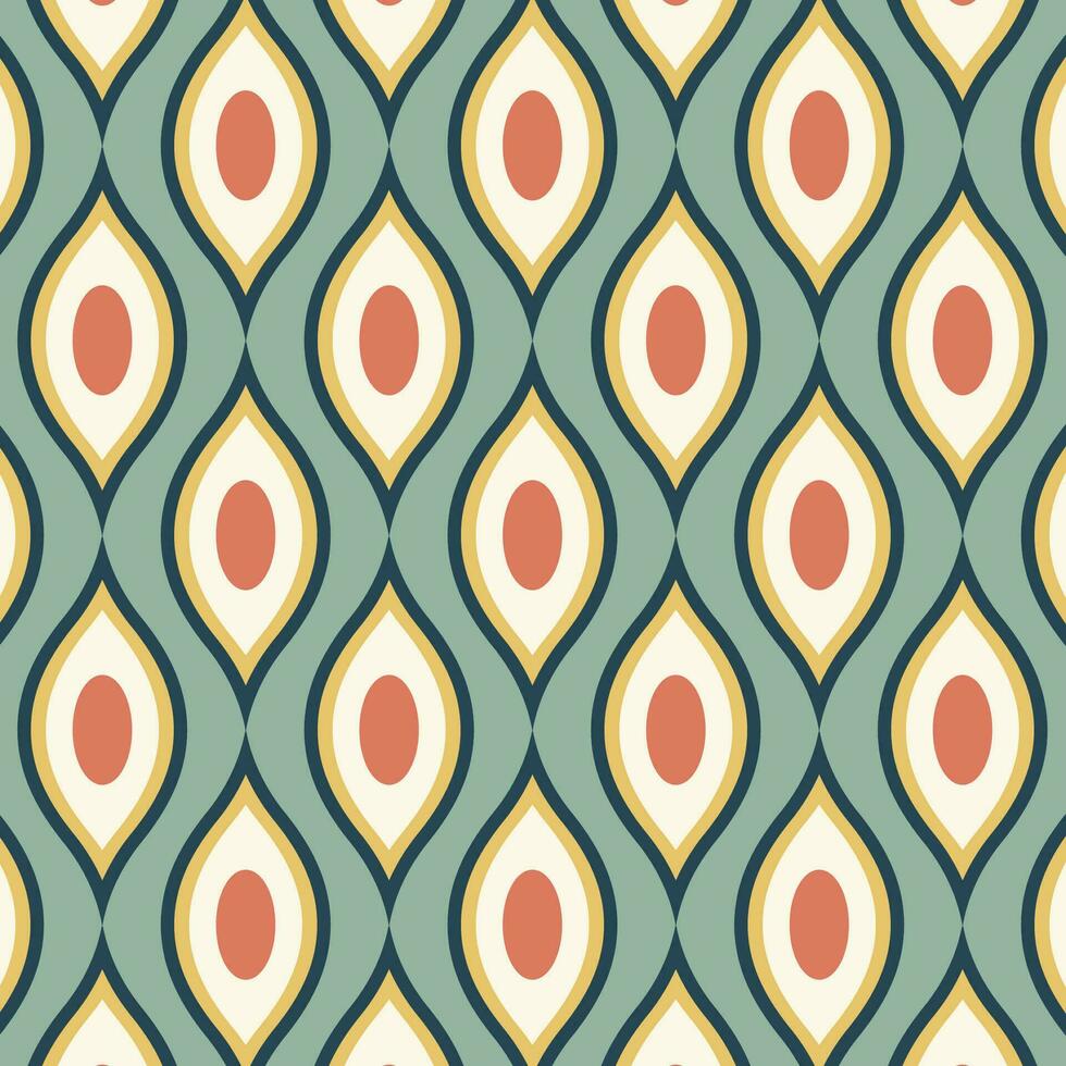 Seamless pattern in retro style. Abstract texture decorative 50's, 60's, 70's style. Can be used for fabric, wallpaper, textile, wall decoration. Vector illustration